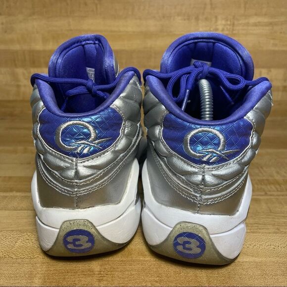 REEBOK QUESTION Allen Iverson SILVER / PURPLE / WHITE Girls SIZE 6.5 Women’s 8 - Picture 4 of 7